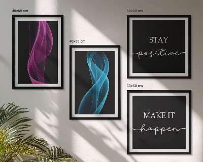 Komplet slika za spavaću sobu Neonske linije valova na pozadini
