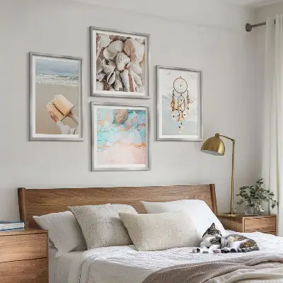 Dekorativni komplet zidnih slika boho knjiga s motivom morskih školjki