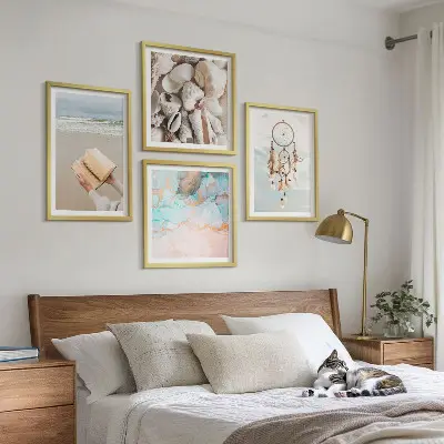 Dekorativni komplet zidnih slika boho knjiga s motivom morskih školjki