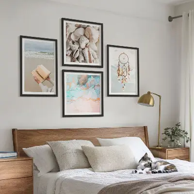 Dekorativni komplet zidnih slika boho knjiga s motivom morskih školjki