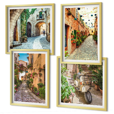 Set 4 slike u okviru Šarmantne talijanske ulice i cvijeće