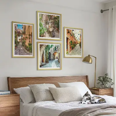 Set od 4 slike u okviru motivi talijanskih ulica i cvijeća