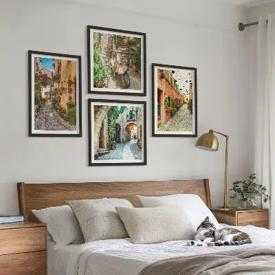 Set od 4 slike u okviru motivi talijanskih ulica i cvijeća
