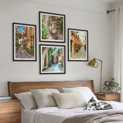 Set 4 slike u okviru Šarmantne talijanske ulice i cvijeće