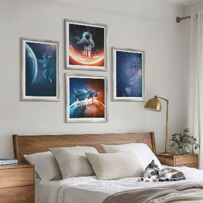 Zvijezde svemirskih astronauta set od 4 slike u okviru