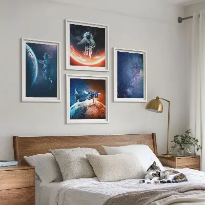 Zvijezde svemirskih astronauta set od 4 slike u okviru
