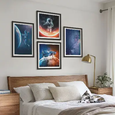Zvijezde svemirskih astronauta set od 4 slike u okviru