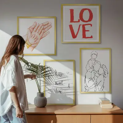 Dekorativni komplet zidnih slika obiteljske ilustracije s kućnim motivima