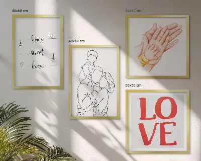 Dekorativni komplet zidnih slika obiteljske ilustracije s kućnim motivima
