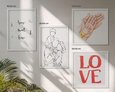 Dekorativni komplet zidnih slika obiteljske ilustracije s kućnim motivima