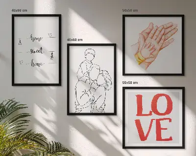 Dekorativni komplet zidnih slika obiteljske ilustracije s kućnim motivima