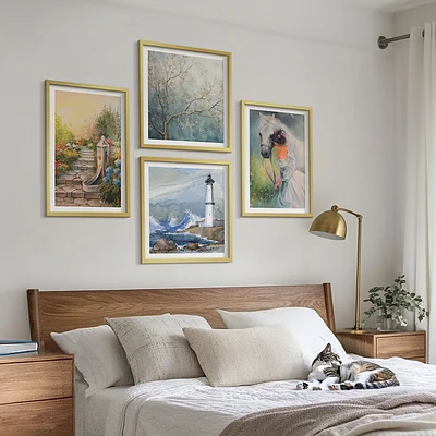 Komplet slika za spavaću sobu motiv svjetionika s krajolikom djevojke i konja