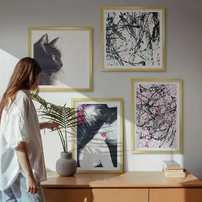 Dekorativni komplet slika za zid apstraktni uzorci s motivom mačaka