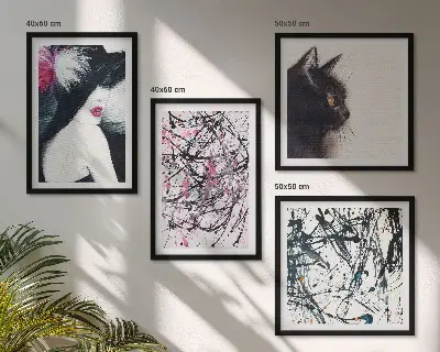 Dekorativni komplet slika za zid apstraktni uzorci s motivom mačaka