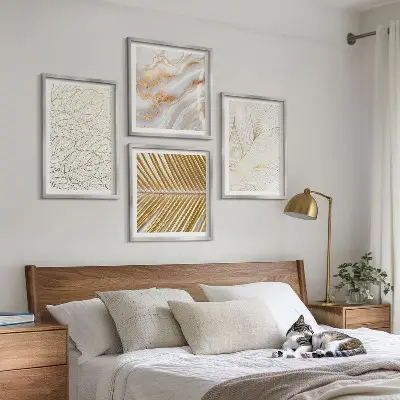 Komplet slika za spavaću sobu s motivom apstraktnih mramornih uzoraka lišća