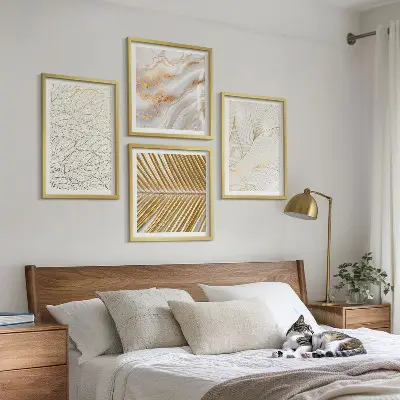 Komplet slika za spavaću sobu s motivom apstraktnih mramornih uzoraka lišća