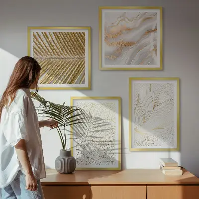Komplet slika za spavaću sobu s motivom apstraktnih mramornih uzoraka lišća