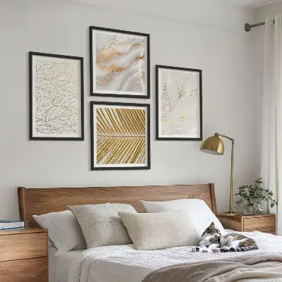 Komplet slika za spavaću sobu s motivom apstraktnih mramornih uzoraka lišća