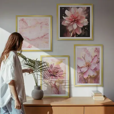 Komplet slika za spavaću sobu s motivom cvjetne kompozicije od bijelih ruža