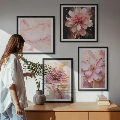 Komplet slika za spavaću sobu s motivom cvjetne kompozicije od bijelih ruža