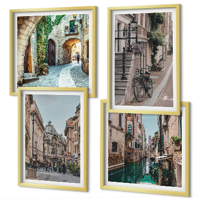 Set 4 slike u okviru Vodena arhitektura venecijanskih ulica