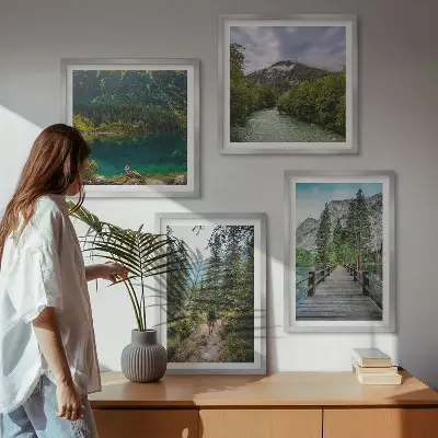 Dekorativni komplet zidnih slika planine, jezera, šume i staze