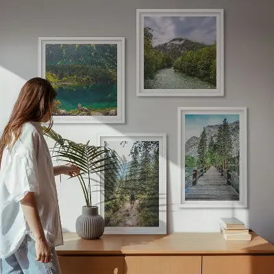 Dekorativni komplet zidnih slika planine, jezera, šume i staze