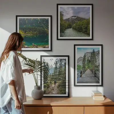 Dekorativni komplet zidnih slika planine, jezera, šume i staze