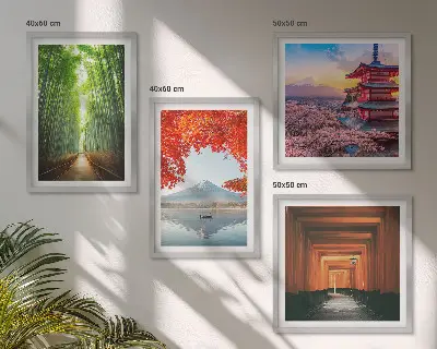 Dekorativni komplet slika za zid bambusova šuma s vratima torii u Japanu