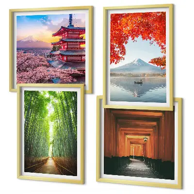 Dekorativni komplet slika za zid bambusova šuma s vratima torii u Japanu