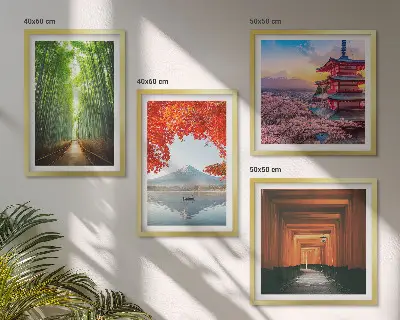Dekorativni komplet slika za zid bambusova šuma s vratima torii u Japanu