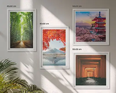 Dekorativni komplet slika za zid bambusova šuma s vratima torii u Japanu