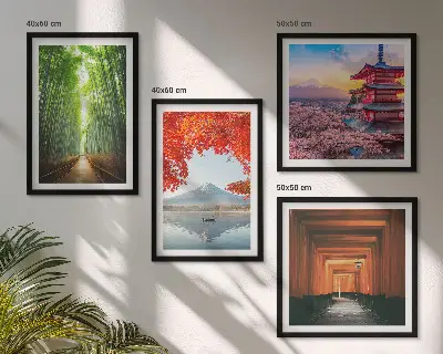 Dekorativni komplet slika za zid bambusova šuma s vratima torii u Japanu