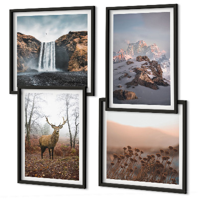 Set 4 slike u okviru Divlji krajolici planine jeleni