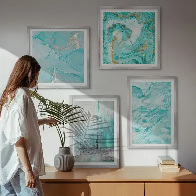 Dekorativni komplet slika za zid s motivom apstraktnih uzoraka u nijansama plave boje