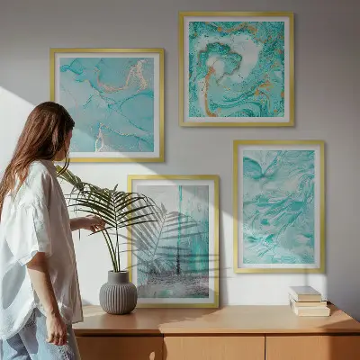 Dekorativni komplet slika za zid s motivom apstraktnih uzoraka u nijansama plave boje