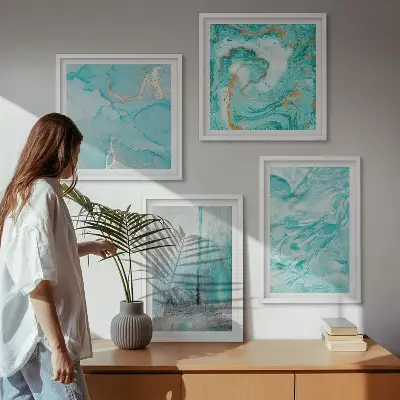 Dekorativni komplet slika za zid s motivom apstraktnih uzoraka u nijansama plave boje