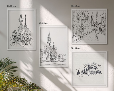 Set 4 slike u okviru Jednostavni crteži gradskih pogleda