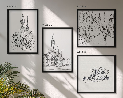 Set 4 slike u okviru Jednostavni crteži gradskih pogleda