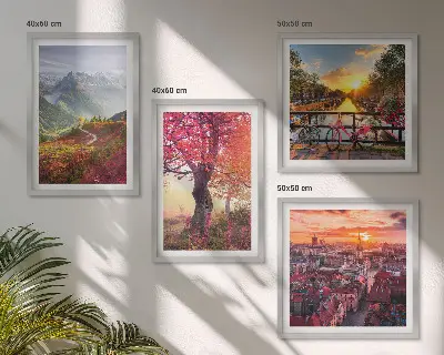 Dekorativni komplet slika za zid planinski krajolici s motivom bicikla