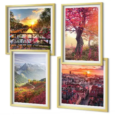 Dekorativni komplet slika za zid planinski krajolici s motivom bicikla