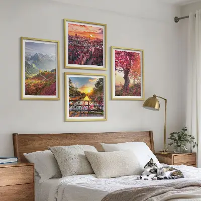 Dekorativni komplet slika za zid planinski krajolici s motivom bicikla