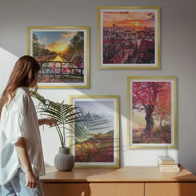 Dekorativni komplet slika za zid planinski krajolici s motivom bicikla