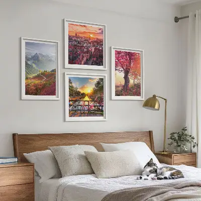 Dekorativni komplet slika za zid planinski krajolici s motivom bicikla
