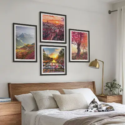 Dekorativni komplet slika za zid planinski krajolici s motivom bicikla