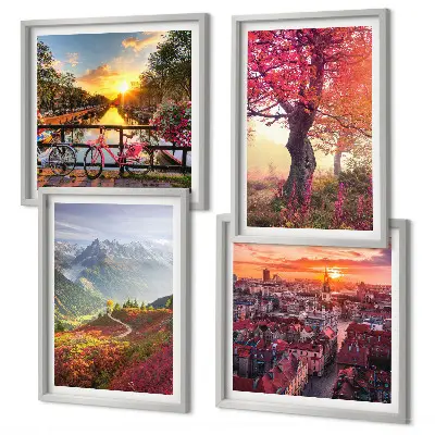 Dekorativni komplet slika za zid planinski krajolici s motivom bicikla