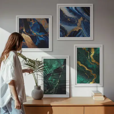 Elegantni uzorci na kamenju set 4 slike u okviru