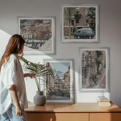 Dekorativni komplet zidnih slika pogled na grad i zgrade
