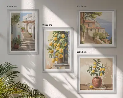 Komplet slika za spavaću sobu ulice limuna s pogledom na more