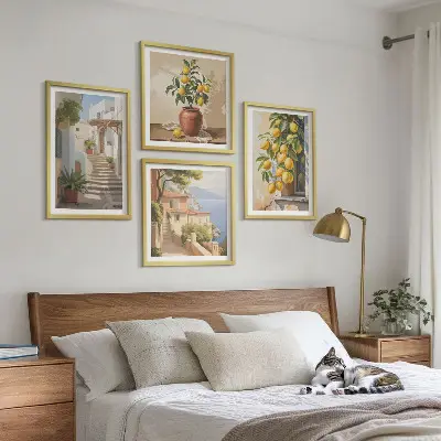 Komplet slika za spavaću sobu ulice limuna s pogledom na more